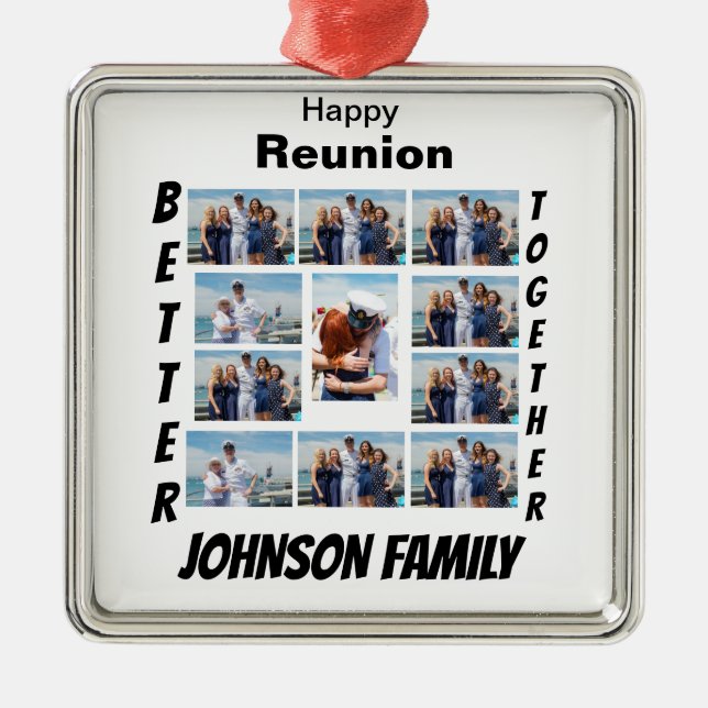 Custom Reunion 11 Photo Collage  Metal Tree Decoration (Front)