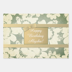 Custom Ribbon All Occasion Floral Wrapping Paper Sheet