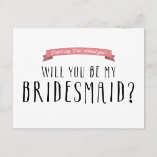 Custom Ribbon Colour - Bridesmaid Proposal Invitation Postcard