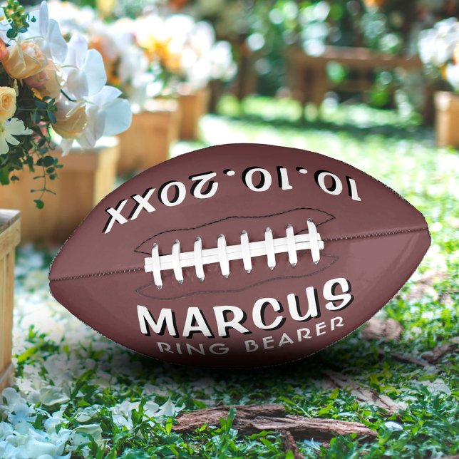 Custom Ring Bearer Name Wedding Date Keepsake American Football (Creator Uploaded)