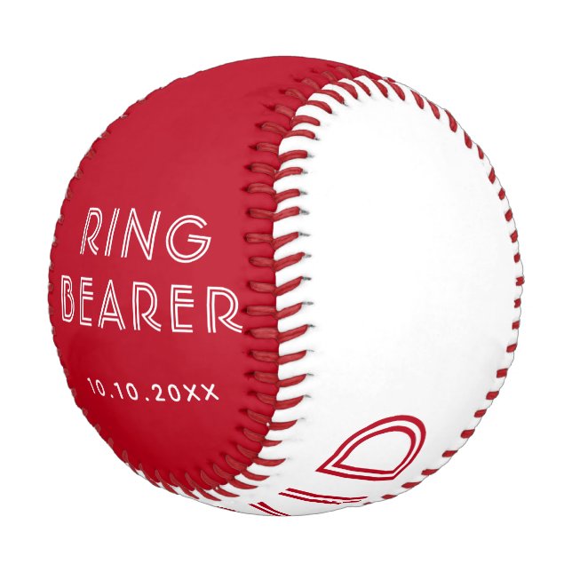 Custom Ring Bearer Name Wedding Date Keepsake Baseball (Angled)