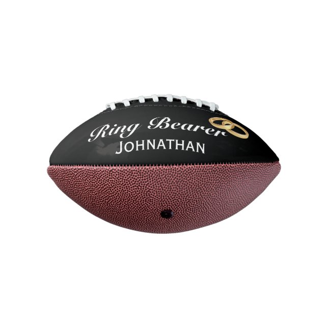 Custom Ring Bearer with Faux Gold Wedding Rings American Football (Rotated 270)