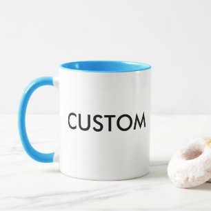 Custom Ringer 11oz Mug - LIGHT BLUE Lip & Handle