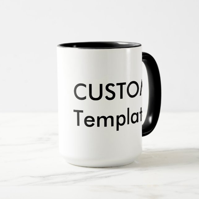 Custom Ringer 15oz Mug - BLACK Lip & Handle (Front Right)