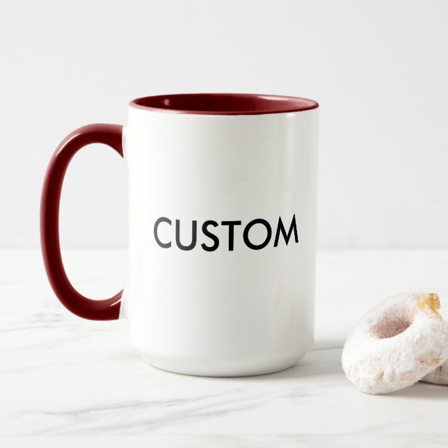 Custom Ringer 15oz Mug - MAROON Lip & Handle (With Donut)