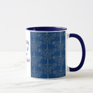 Custom Ringer Mug, Dark Blue, Gold-effect Pattern Mug