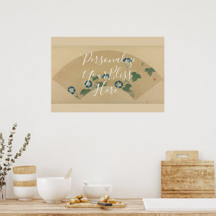 CUSTOM Rinpa School Morning Glory Fan Pattern Art Poster