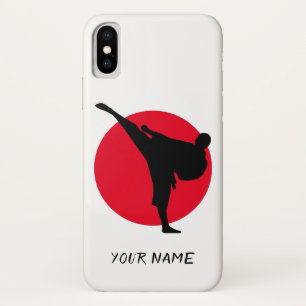 Custom rising sun martial arts karate kick design iPhone x case