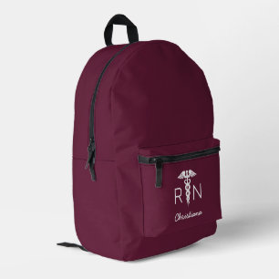 Custom RN Registered Nurse Graduation Plum Printed Backpack