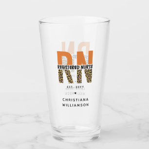 Custom RN Registered Nurse Leopard Typography Glass