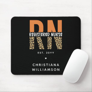 Custom RN Registered Nurse Leopard Typography Mouse Mat