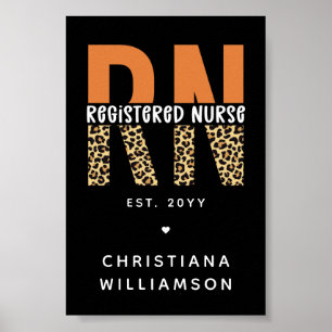 Custom RN Registered Nurse Leopard Typography Poster