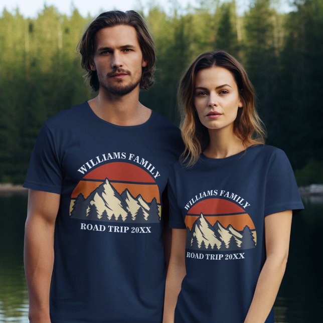 Custom Road Trip Mountain Sunset Family Reunion T-Shirt (Creator Uploaded)