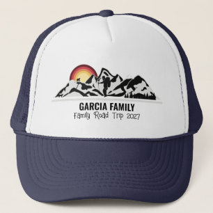 Custom Road Trip Mountain Sunset Family Vacation  Trucker Hat