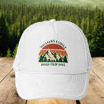 Custom Road Trip or Mountain Family Reunion Trucker Hat<br><div class="desc">This awesome vintage sunset over rocky mountains in nature makes a great image for a set of customised hats for a family reunion, road trip, or summer vacation. Commemorate the occasion with matching hats for mum, dad, brother and sister. Just add your own last name and the year with our...</div>