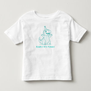 Custom “ROAR! I’m 3 Today!” Birthday Dinosaur Kids Toddler T-Shirt