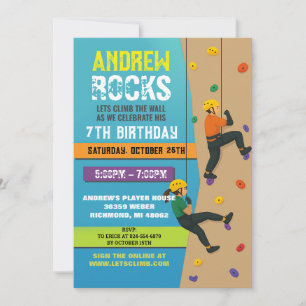 Custom Rock Climbing Birthday Party Invitation