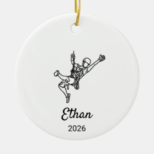 Custom Rock Climbing, Gift for boy Ceramic Tree Decoration