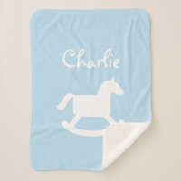 Custom rocking horse baby sherpa fleece blanket