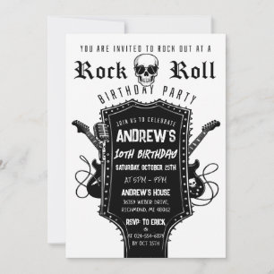 Custom Rockstar Guitar Birthday Invitation