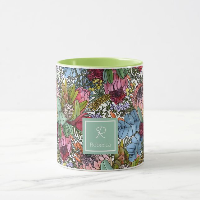 Custom Romantic Australian Summer Flowers Mug (Center)