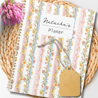 Custom romantic floral Trendy vintage script pink Planner