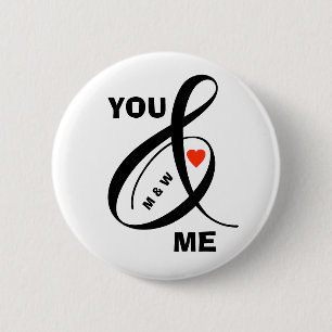 Custom Romantic Initials Heart    6 Cm Round Badge