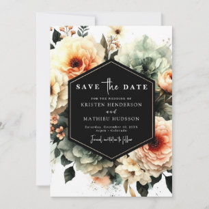 Custom Romantic Peach Wedding Save The Date