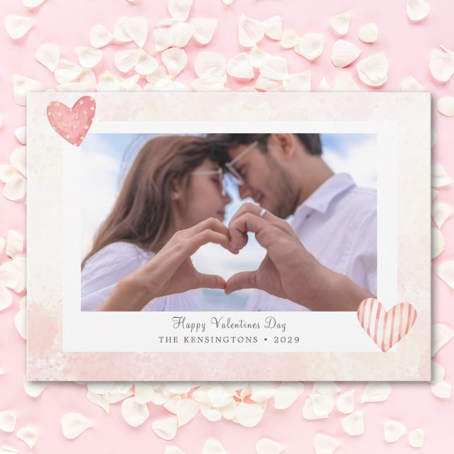 Custom Romantic Pink Valentine's Photo Card (Custom Romantic Pink Valentine's Photo Card)