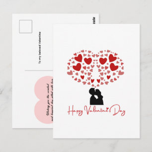 Custom Romantic Red Valentine Heart Illustration Postcard