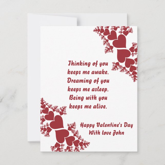 Custom, romantic Valentine's Day with wishes  Holiday Card (Front)