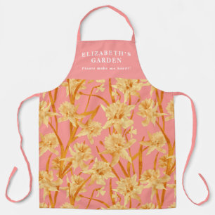 Custom Romantic Watercolor Daffodil Pattern  Apron