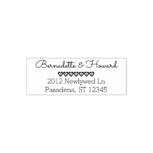 Custom Romantic Wedding   Hearts Return Address Self-inking Stamp