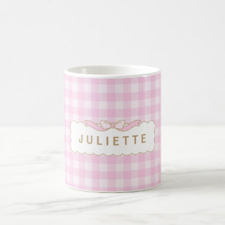 Custom rose and white Gingham with name Coffee Mug