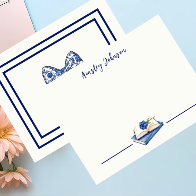 Custom Rose Embellished Book Illustration Flat Card (Creator Uploaded)