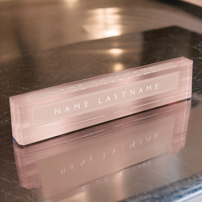 Custom Rose Gold Blush Pink Foil Modern Nameplate (Creator Uploaded)