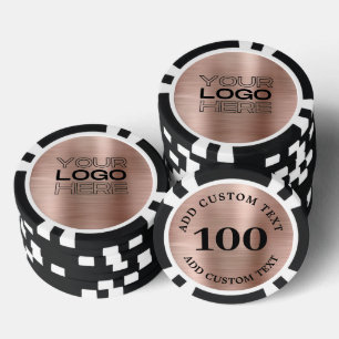 Custom Rose Gold Business Logo 100 Numbered Poker Chips
