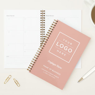 Custom Rose Gold Business Logo and Employee Name Planner