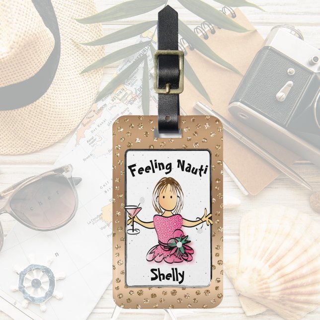 Custom Rose Gold Cartoon Cruise luggage tag (Creator Uploaded)