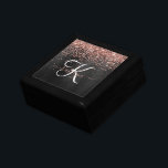 Custom Rose Gold Glitter Black Sparkle Monogram Gift Box<br><div class="desc">Easily personalise this trendy elegant gift box design featuring pretty rose gold sparkling glitter on a black brushed metallic background.</div>