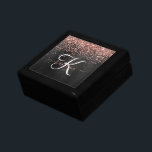 Custom Rose Gold Glitter Black Sparkle Monogram Gift Box<br><div class="desc">Easily personalise this trendy elegant gift box design featuring pretty rose gold sparkling glitter on a black brushed metallic background.</div>