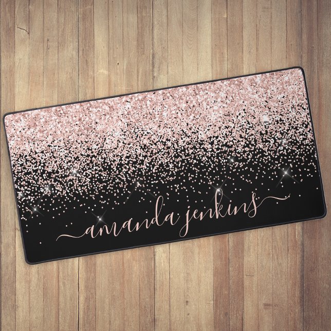 Custom Rose Gold Glitter Effect Desk Mat (Creator Uploaded)