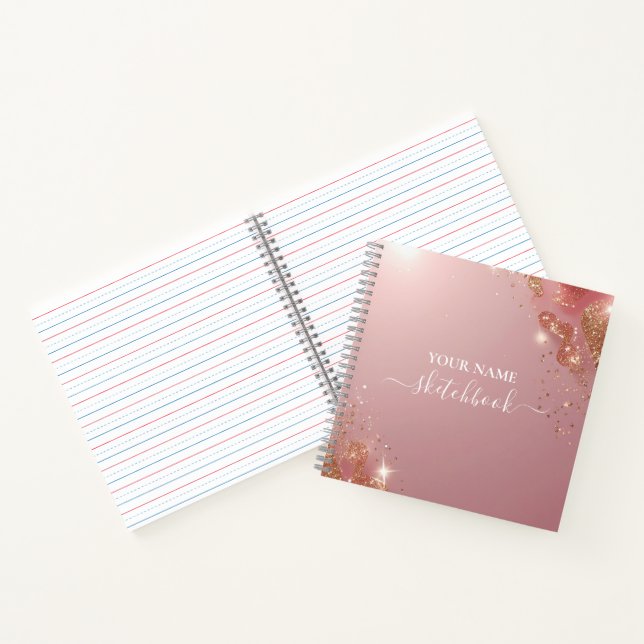 Custom Rose Gold Glitter Notebook – Elegant Sparkl (Inside)
