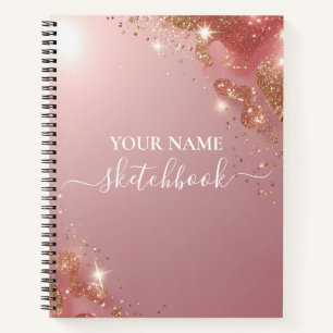 Custom Rose Gold Glitter Notebook – Elegant Sparkl