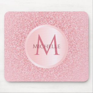 Custom Rose Gold Glitter Template Stylish Trendy Mouse Mat