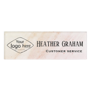 Custom Rose Gold Marble Design Name Tag
