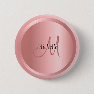Custom Rose Gold Monogram Elegant Template 6 Cm Round Badge
