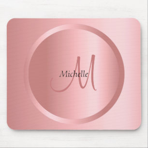 Custom Rose Gold Monogram Elegant Template Mouse Mat