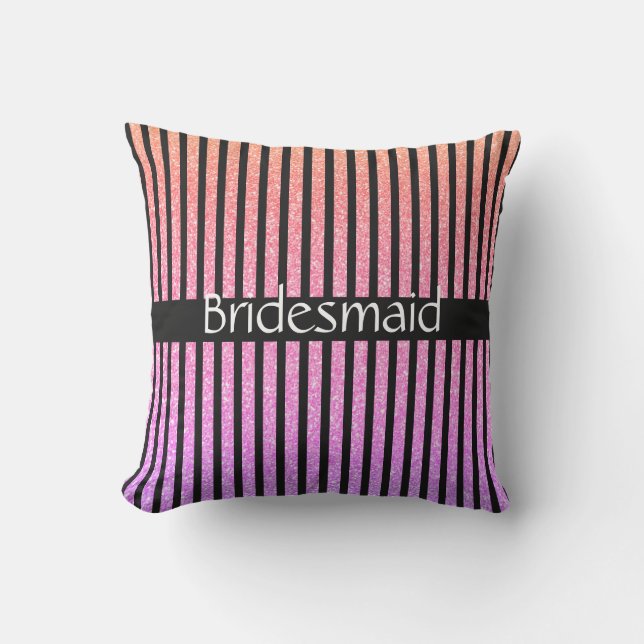 Custom Rose Gold Pink Glitter Bridesmaid Weddings Cushion (Front)