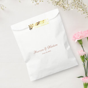 Custom rose gold Script Couple Name Date Wedding Favour Bags